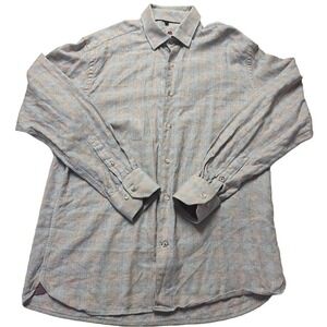 Visconti Black Heavy Cotton Red/Blue Button Down Dress Shirt Mens Large